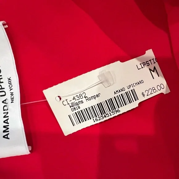 Amanda Uprichard Pleated Romper in Red - Picture 5 of 9